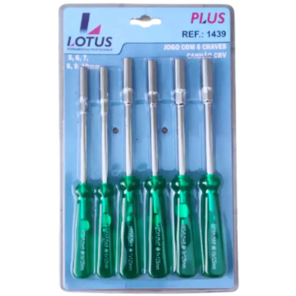 Kit Jogo de Chaves Canhão Longa Profissional 5 a 10mm 6 Peças Alta Precisão e Durabilidade Lotus