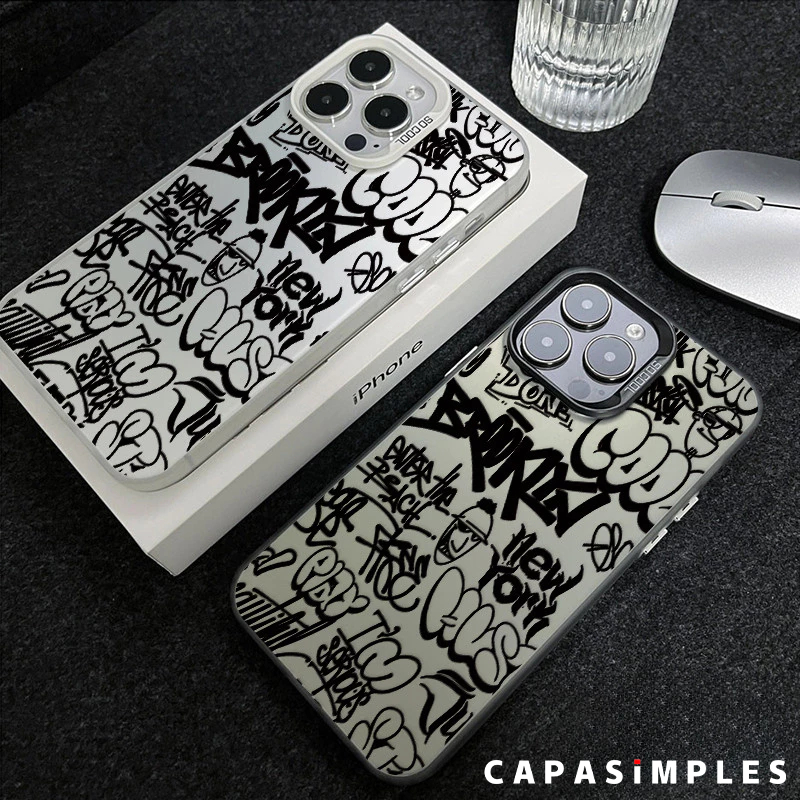 Capa de celular Linhas pretas de grafite Adequado para iPhone XR 17 16 15 14 13 12 11 PRO MAX XS 7 8+ Capa TPU choque em Oferta na Shopee