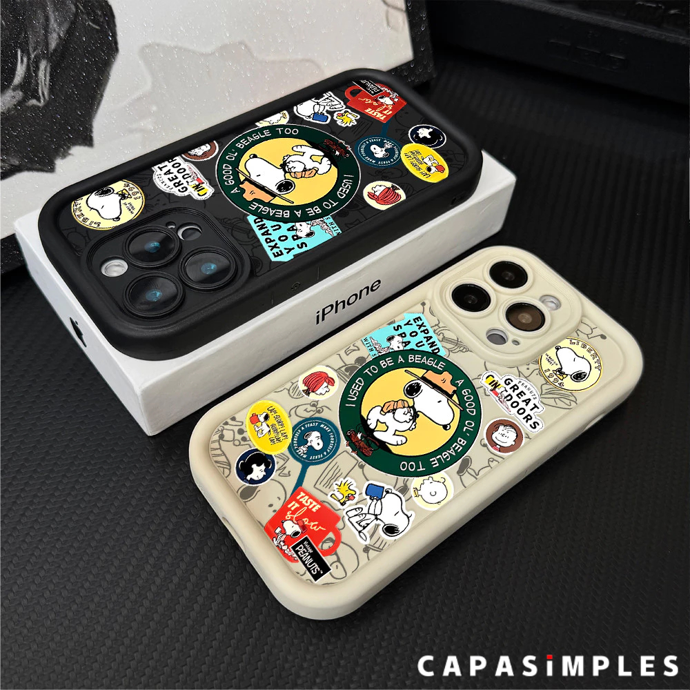 Capa de celular Etiquetas do Snoopy Adequado para SAMSUNG Galaxy A55 A35 A25 A15 S24 S23 A55 S25 Black Capa TPU choque