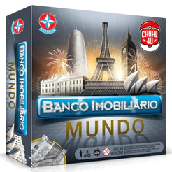 JOGO BANCO IMOBILIÁRIO MUNDO ESTRELA BRINQUEDO MESA TABULEIRO DIVERSÃO FAMÍLIA DINHEIRO CARTAS DADOS