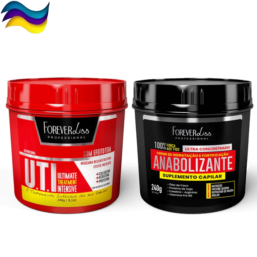 Kit Máscara UTI 240g + Anabolizante 240g Capilar Forever Liss - Tratamento Nutrição e Reconstrução