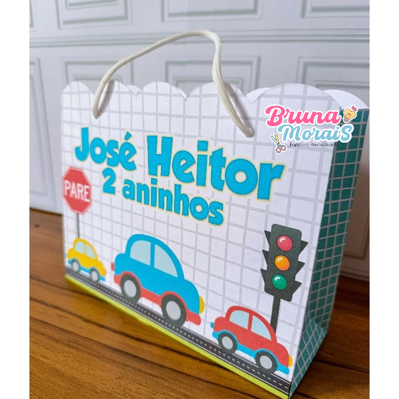 Sacolinha Personalizada Carros / Carrinhos – Lembrancinha Festa Infantil – Pegue e Monte