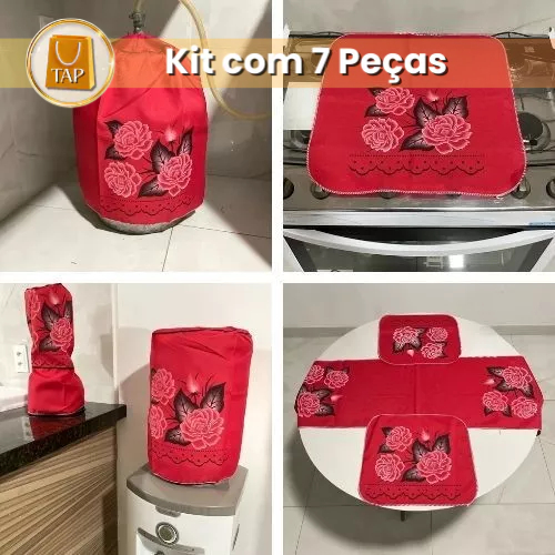 Kit 7 Peças de Cozinha Oxford Estampado – Decoração e Utilidade Diária