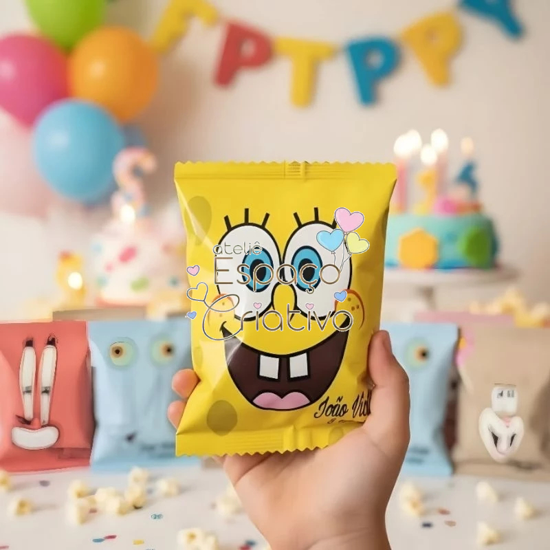 Lembrancinha Personalizada Festa Infantil Pipoca Doce Bob Esponja