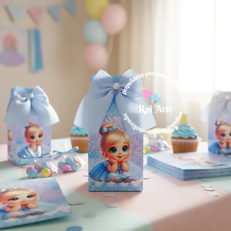 KIT CAIXA MILK FESTA LEMBRANCINHAS ANIVERSÁRIO CINDERELA BABY CUT FESTA PRINCESA INFANTIL PERSONALIZADOS PEGUE E MONTE
