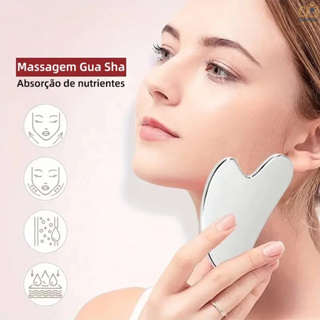 Placa Gua Sha Massagem Facial Pedra Anti Ruga Em Aço Inox - Skin Care em Oferta na Shopee