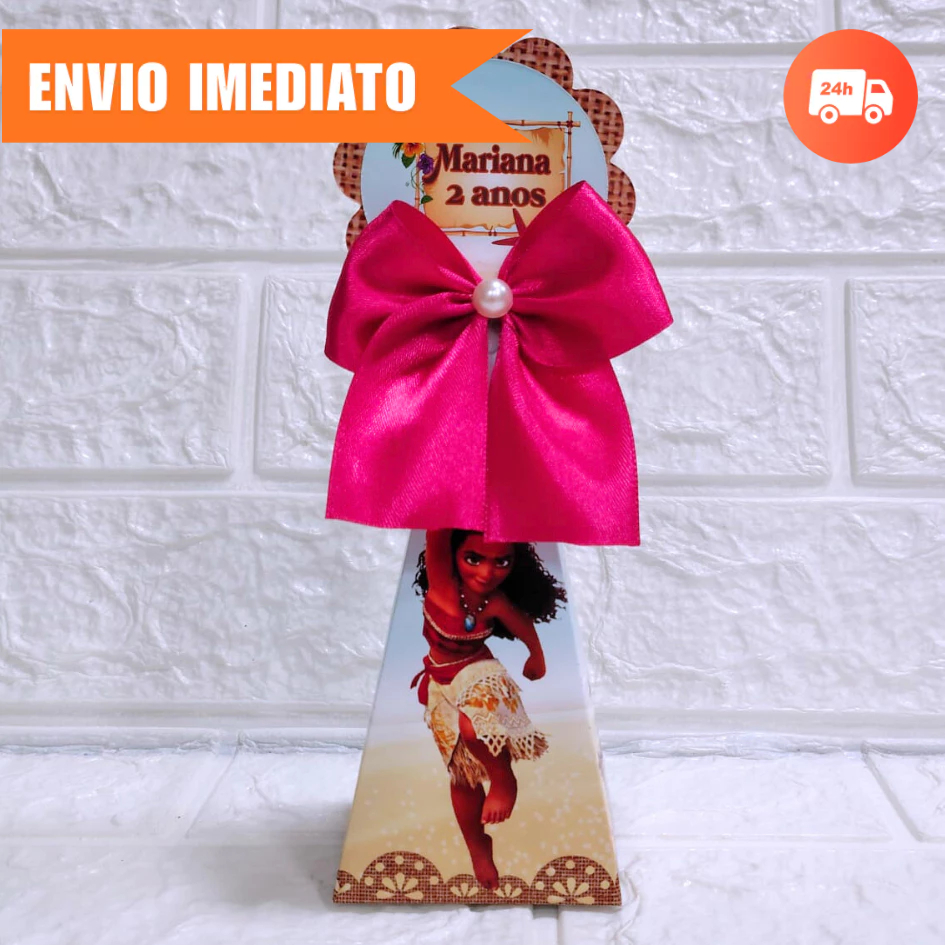Kit Festa Caixa Pirâmide MOANA Personalizada| Lembrancinhas Caixinha Festa Aniversário PEGUE E MONTE