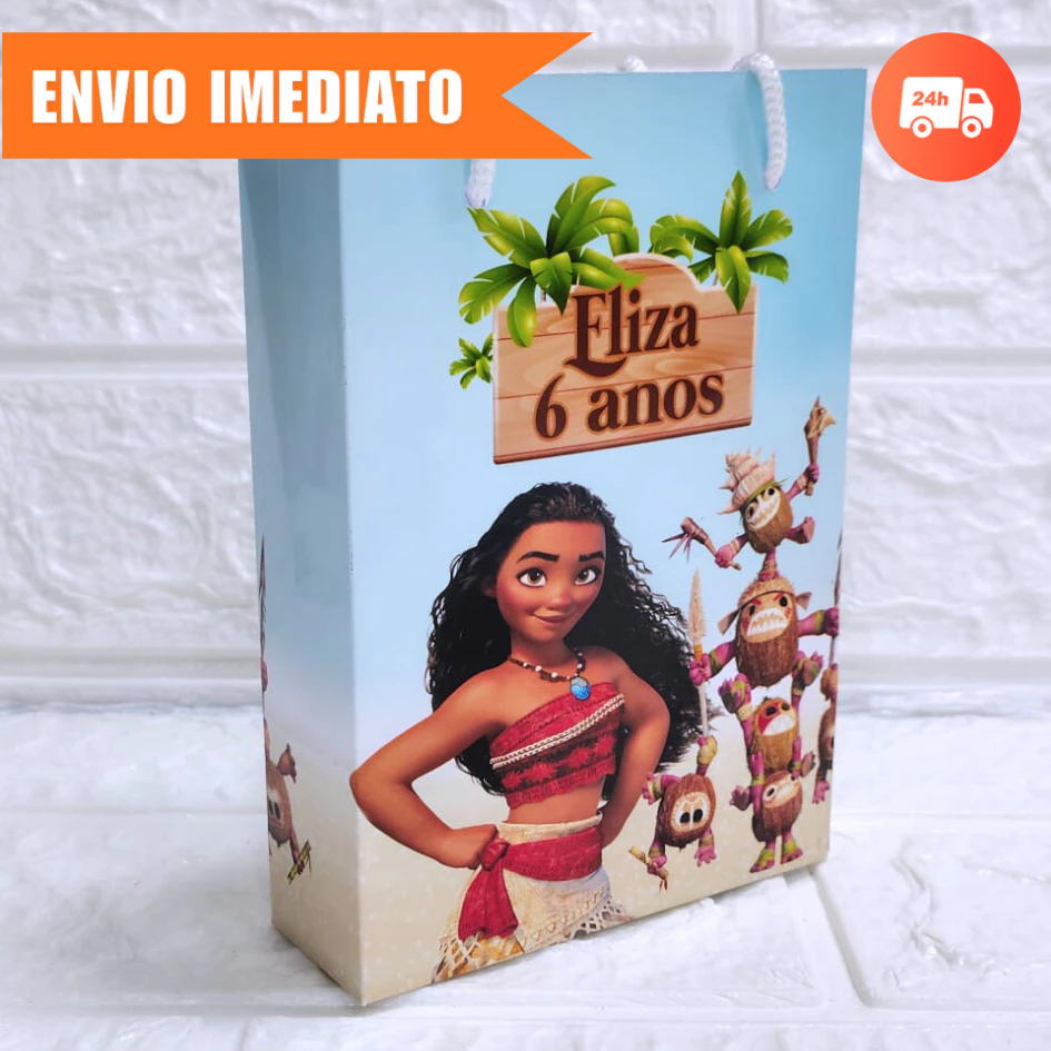 Sacolinha Surpresa MOANA 2.0 Personalizada Lembrancinha, NOME+IDADE Kit Festa Infantil PEGUE E MONTE