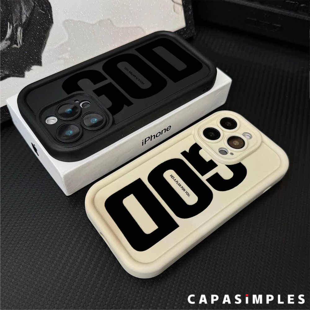 Capa de celular Letras palavra GOD Adequado para iPhone XR 17 16 15 14 13 12 11 PRO MAX XS 7 8+ Black Capa TPU choque