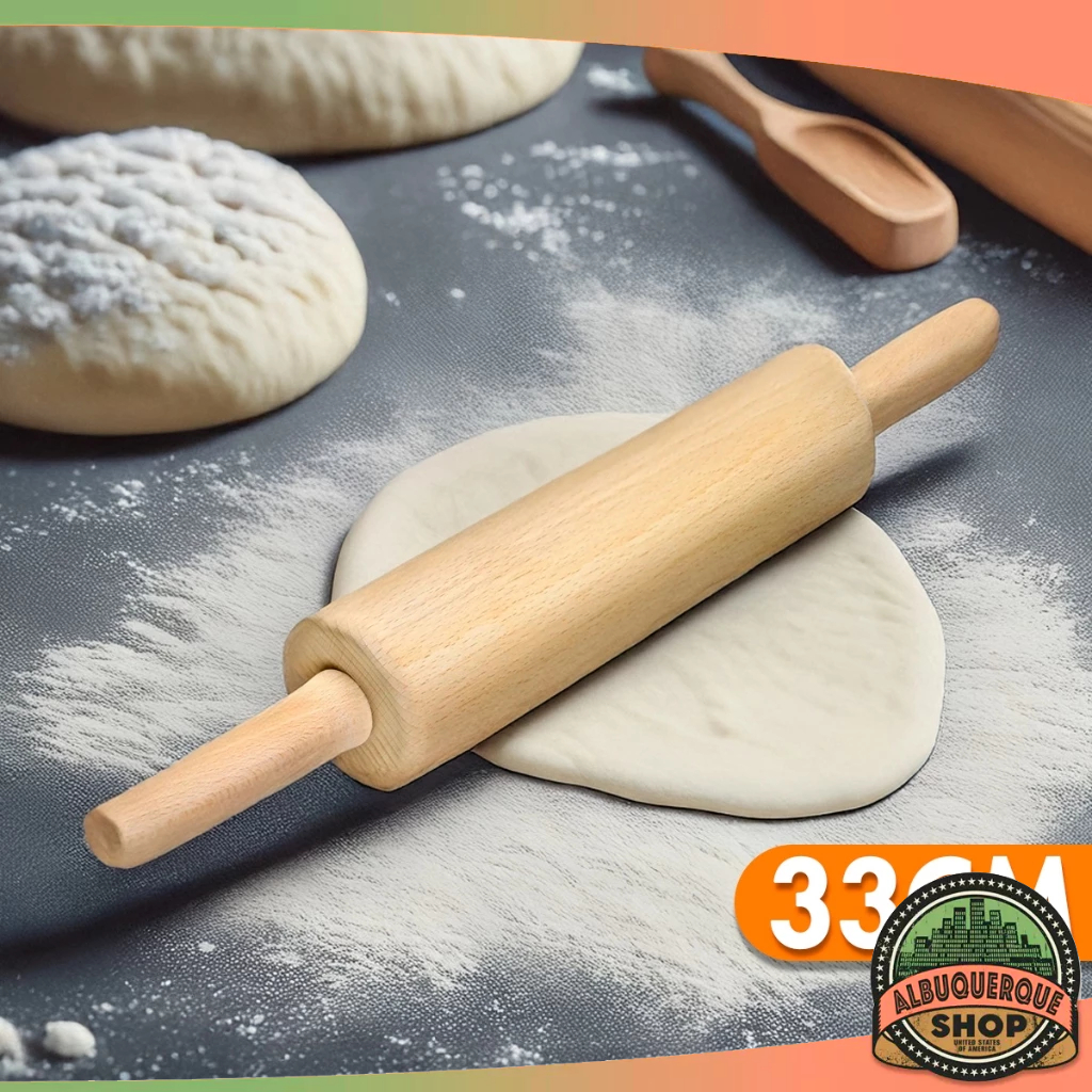 Rolo De Madeira Para Massas Pau De Macarrão 33CM Massas Pizza Biscoitos