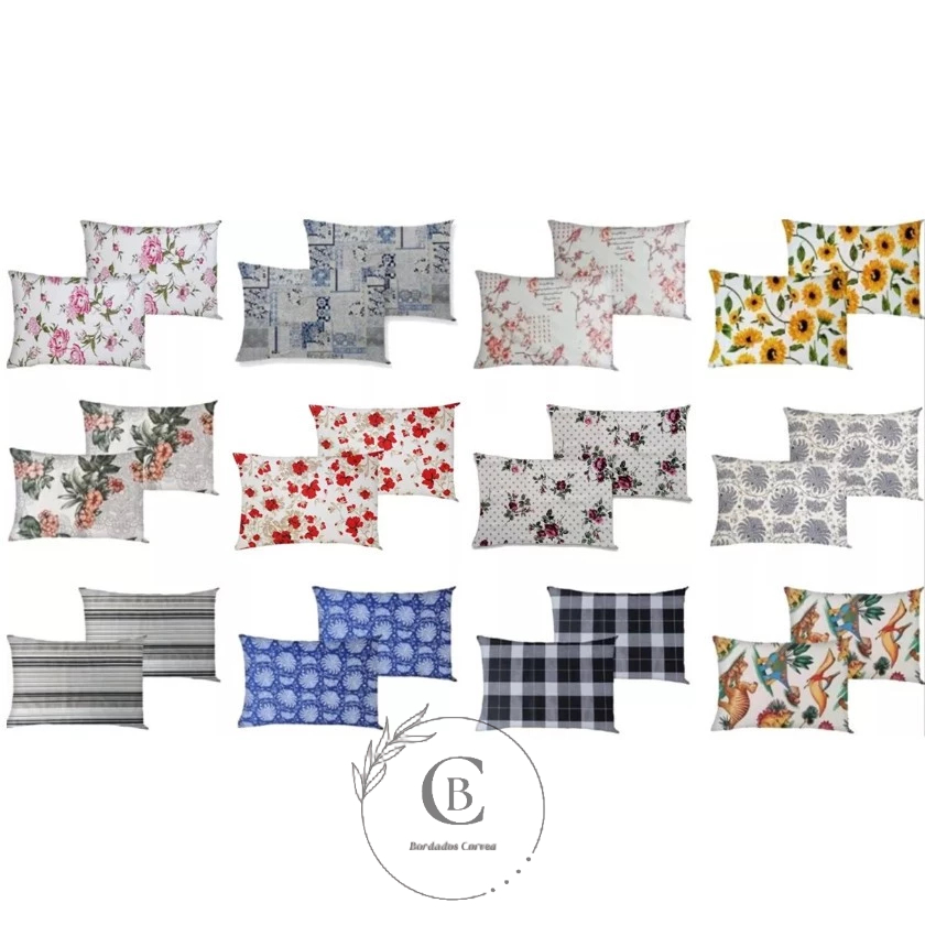 Kit 10 Fronha Travesseiro Avulsa 70x50cm Poliéster Estampas Variadas