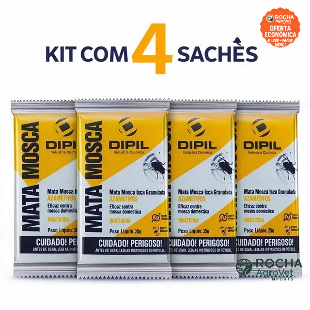 Kit 4 Mata Mosca Dipil Isca Granulada 25g Elimina Moscas Domésticas em Oferta na Shopee