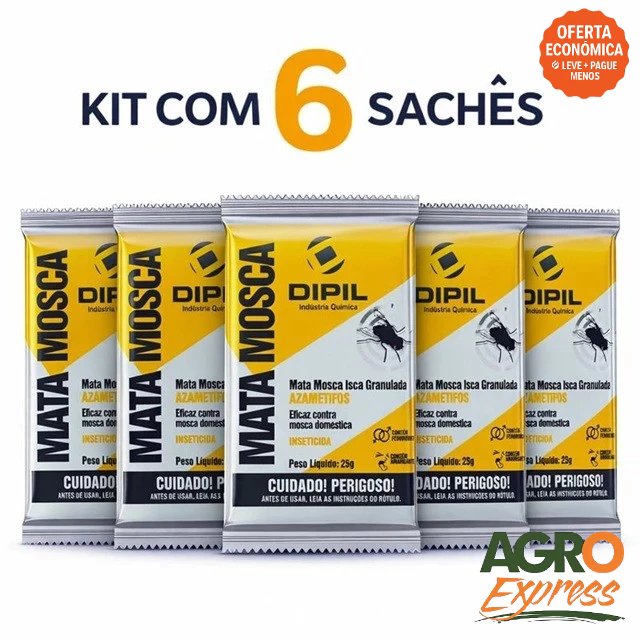 Kit 6 Mata Mosca Dipil Isca Granulada 25g Elimina Moscas Domésticas em Oferta na Shopee