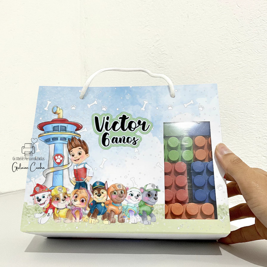 Sacolinha surpresa Lembrancinha Personalizada de Festa Patrulia. Canin - G - papelaria personalizada