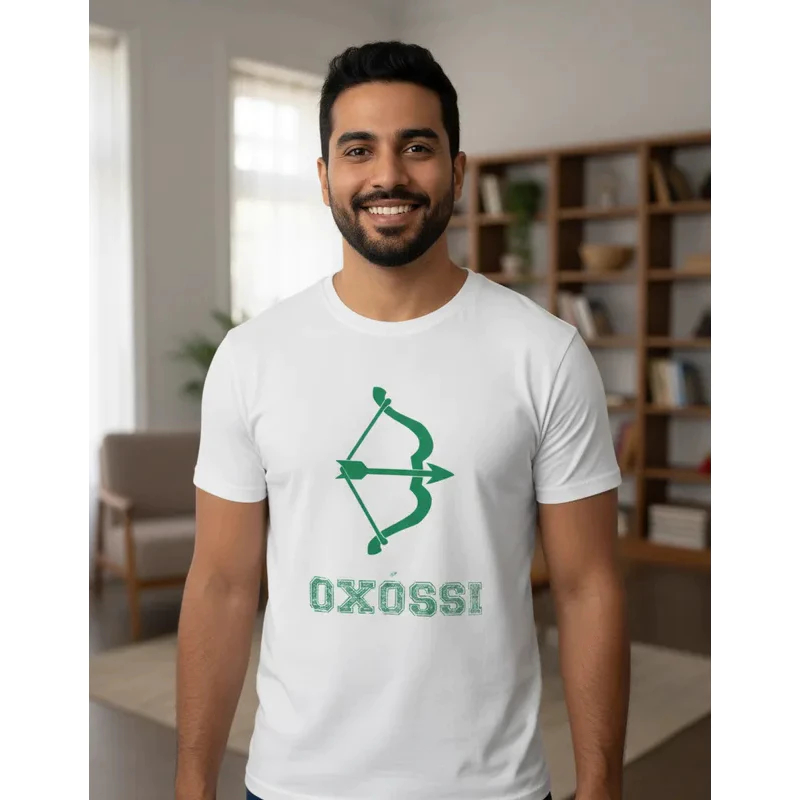 Camiseta Masculina Orixá Oxóssi Religiosa Candomblé Umbanda Axé Flexa Algodão Premium