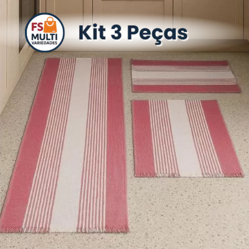 Jogo De Passadeira Para Cozinha, De Tear Kit 3 Peças 100% Algodão Preço Promoçional