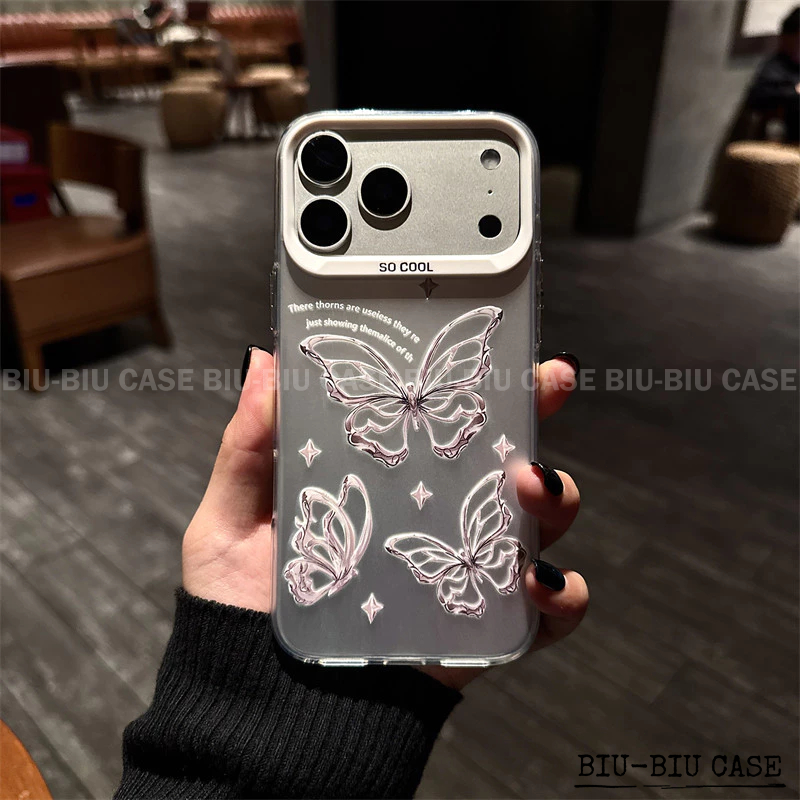 Capa de celular Borboleta Prateada Adequado para SAMSUNG Galaxy A55 A35 A25 A15 S24 S22 S23 S25 Capa TPU choque