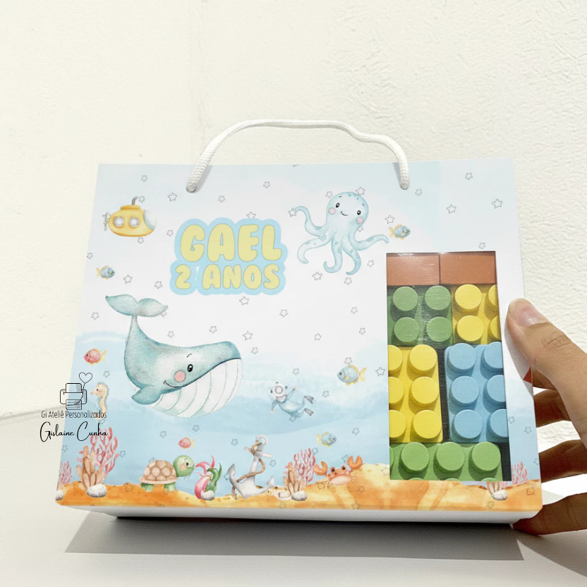 Sacolinha surpresa Lembrancinha Personalizada Fundo do Mar - G - papelaria personalizada