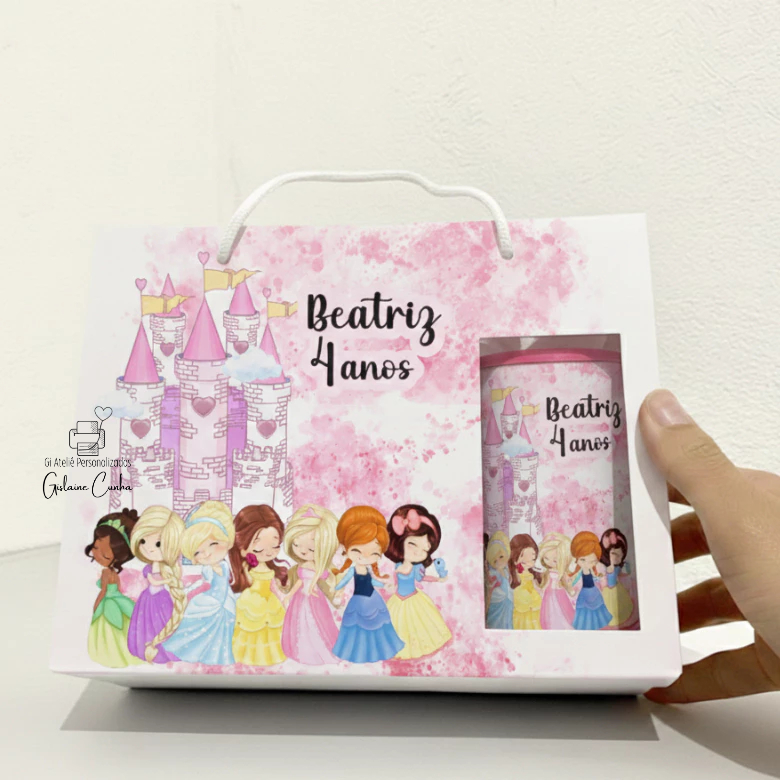 Sacolinha surpresa Lembrancinha Personalizada de Princesas - G - papelaria personalizada