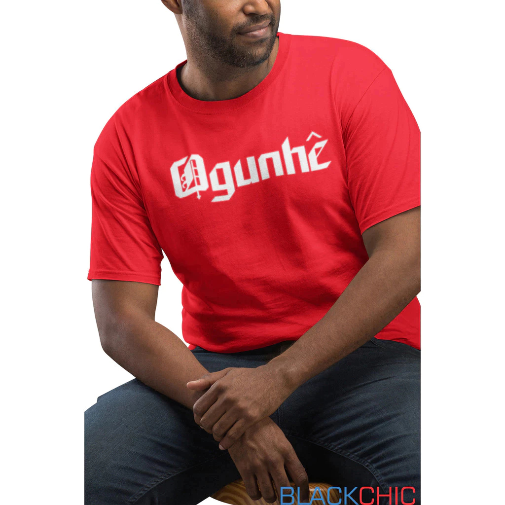Camiseta Masculina Ogum Ogunhê Algodão Estampa São Jorge Orixá Religiosa Manga Curta Confortável