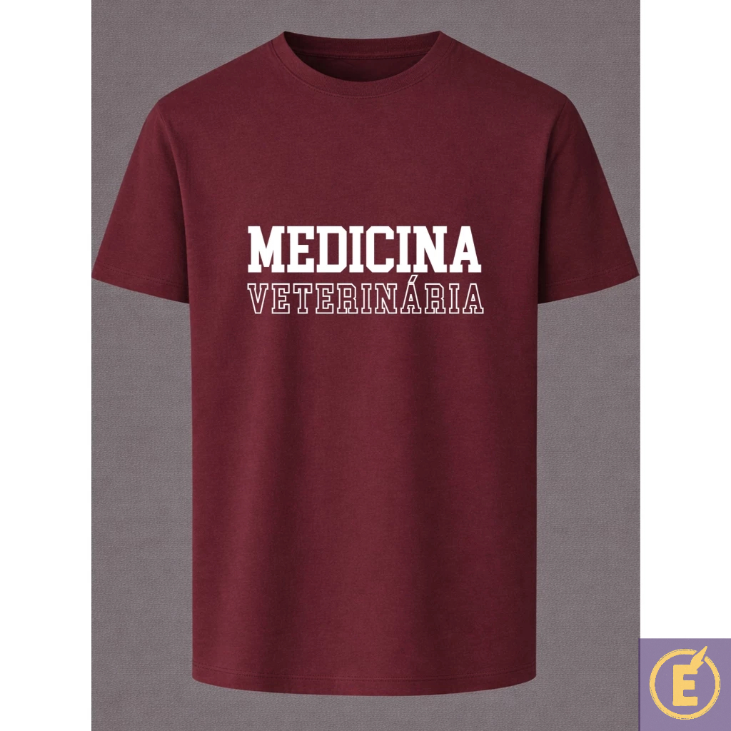 Camiseta Medicina Veterinária Masculina Unissex Fonte Vazada College Faculdade 100% Algodão Premium
