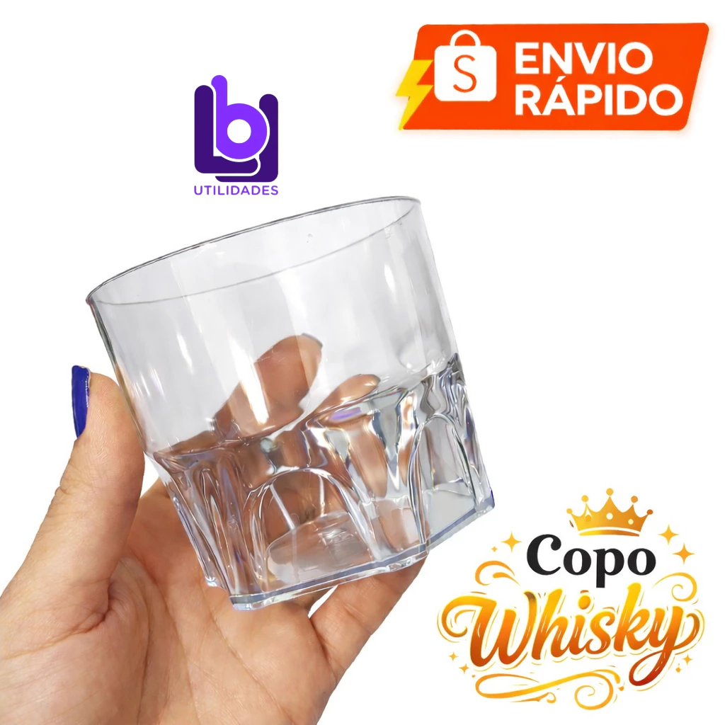 Kit 50 Copo Whisky Acrilico Festa Bebida Boteco 250 Ml bebida festas cozinha