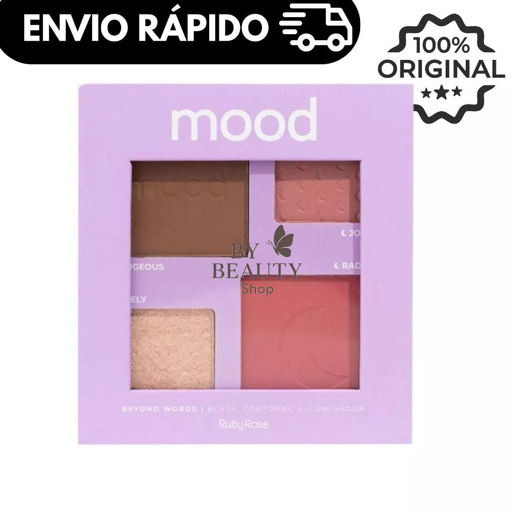 Paleta Quarteto Mood Ruby Rose HB-F586 – Blush, Contorno e Iluminador 20g em Oferta na Shopee