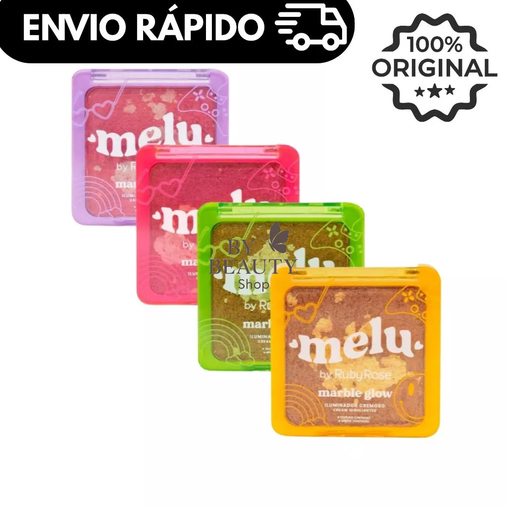 Iluminador Facial Marble Glow Melu by Ruby Rose – Alta Pigmentação Cremoso Compacto RRF860