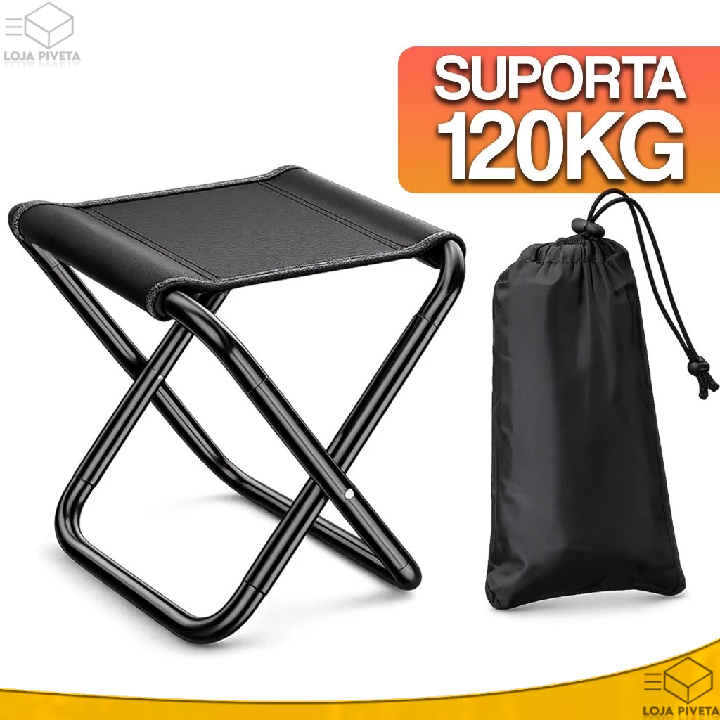 Banco Banqueta Dobrável Cadeira Retrátil 120kg Leve Compacto Com Bolsa Para Transporte Camping Pesca em Oferta na Shopee