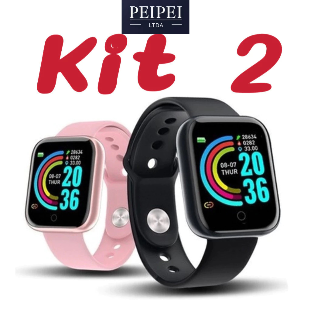 Kit 2 Smartwatch Relogio inteligente D20 Coloca Foto na Tela Esportivo Bluetooth