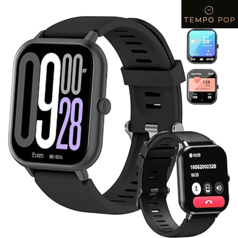 Smartwatch TEMPO POP ZW01 Relógio Smartwatch 1.83",À Prova d'Água IP68+ Pulseira Extra