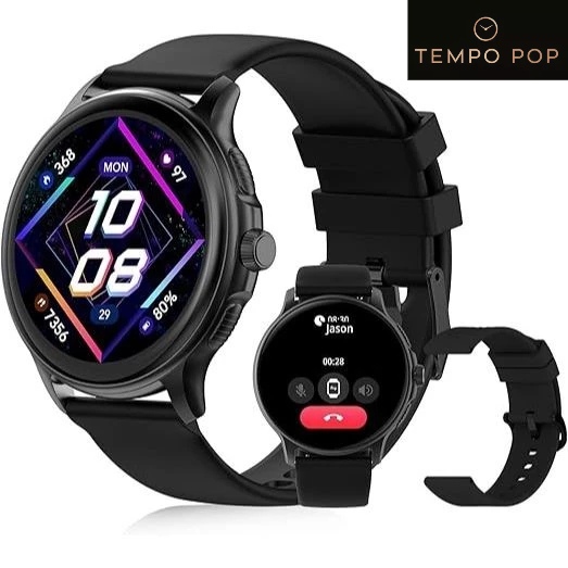 Smartwatch TEMPO POP ZW08-AMD-Relógio Smartwatch AMOLED 1.43",À Prova d'Água IP68+ Pulseira Extra