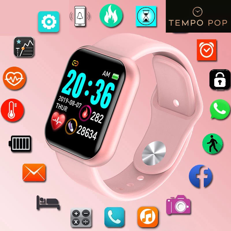 Imagem TEMPO POP Smartwatch D20 Relógio Inteligente y68 Esportivo Bluetooth Android/iOS - Com foto Na Tela