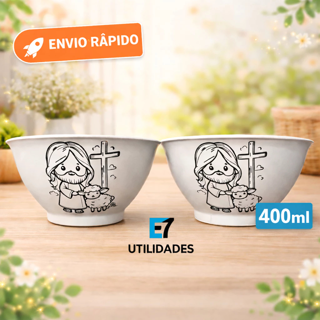 Kit 30 Cumbucas 400ml Jesus e a Ovelhinha plástico páscoa petiscos salgadinhos chocolate