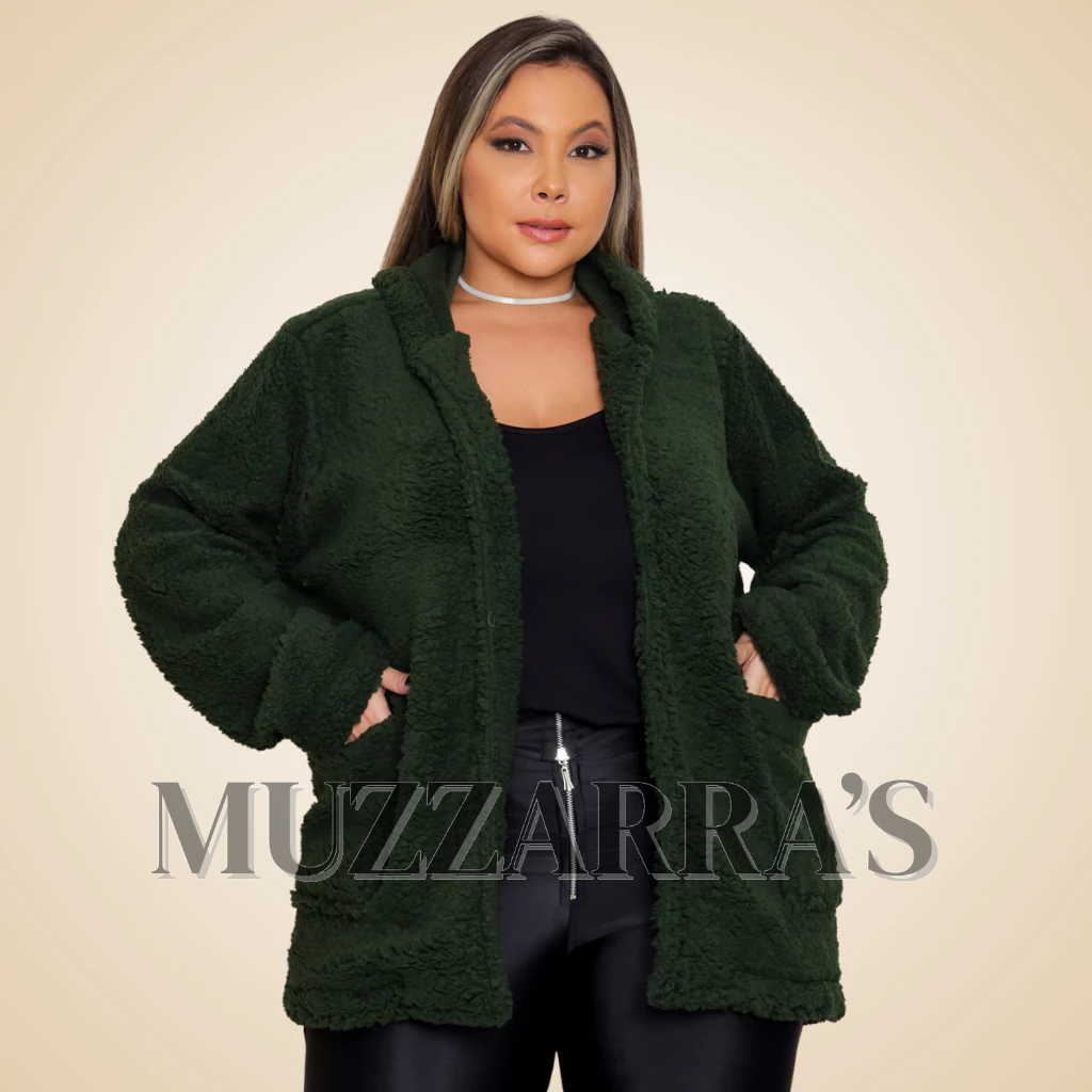 Casaco Sobretudo Teddy Com Capuz Moda Inverno Moda Grande Pelinho