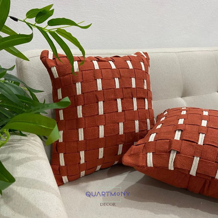 Kit 2 Capas Almofada Fita Trançada Colorida Decorativa Algodão Artesanal Rustica Boho Chic Carnaval em Oferta na Shopee