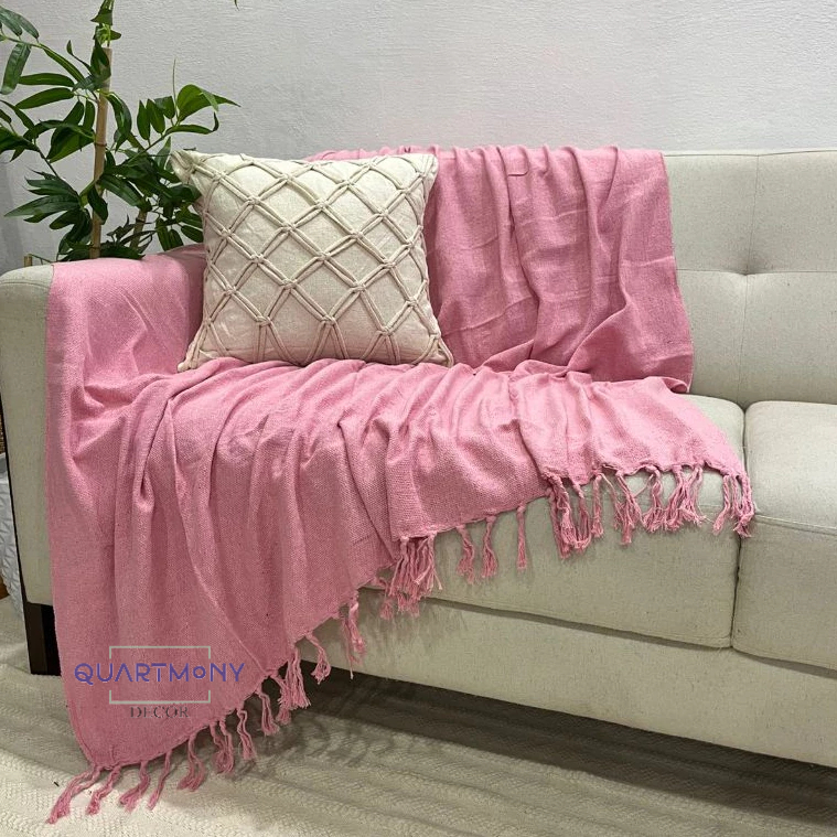 Manta Grande Sofa Cama Rosa Artesanal Algodão Decorativa Boho Chic Proteção Estilo Rustica Carnaval em Oferta na Shopee