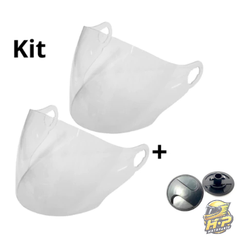 KIT 2 VISEIRAS CRISTAIS + 1 PAR REPARO COMPATÍVEIS C/ CAPACETE JOY 23 TAURUS