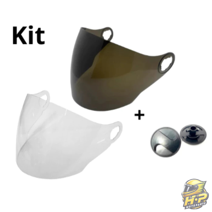 KIT 2 VISEIRAS (CRISTAL + FUME)+ 1 PAR REPARO COMPATÍVEIS C/ CAPACETE JOY 23 TAURUS
