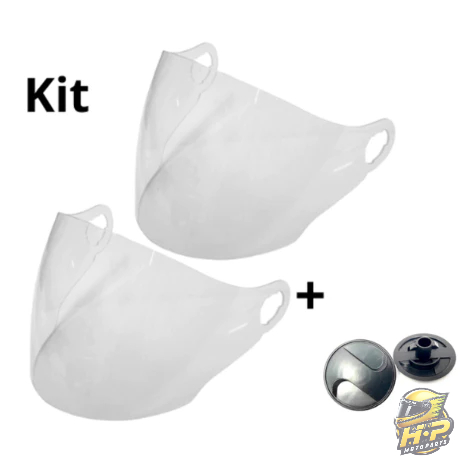 KIT 2 VISEIRAS CRISTAIS + 1 PAR REPARO COMPATÍVEIS C/ CAPACETE MIXS WAY