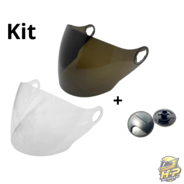 KIT 2 VISEIRAS (CRISTAL + FUME)+ 1 PAR REPARO COMPATÍVEIS C/ CAPACETE MIXS WAY