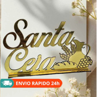 PLACA para SANTA CEIA em MDF dourado, cru ou prata em Oferta na Shopee