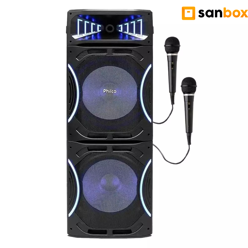 Caixa De Som Amplificada Philco Pcx35000 Led Bluetooth Tws 3500w-2 Mic