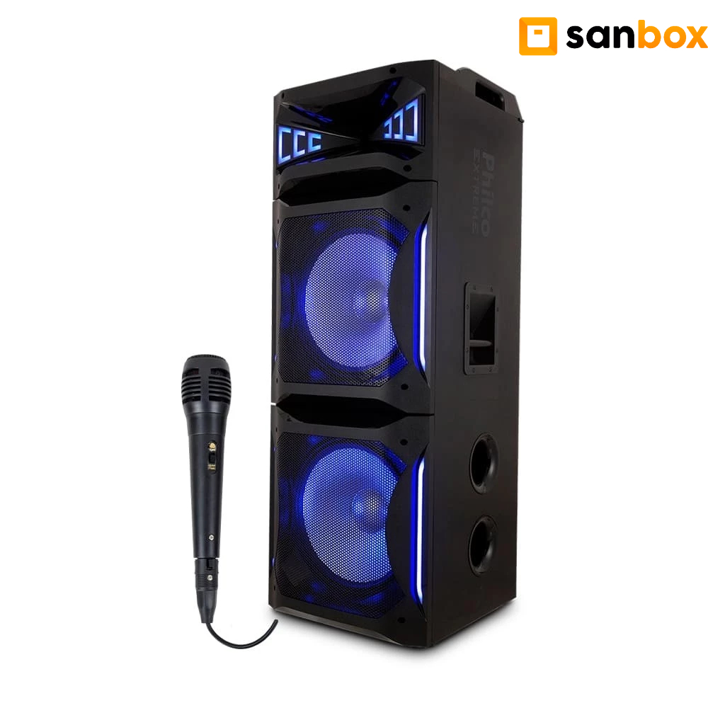 Caixa De Som Acústica Ex Bass Flash Lights Philco Pcx30000 Com 01 Microfone