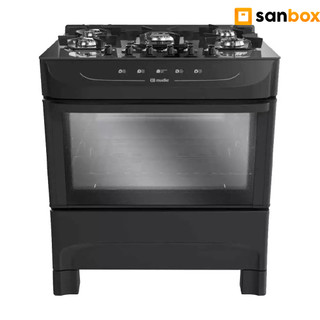 Fogão 5 Bocas Mueller Mfv5bb Preto Fosco a Gás Mesa De Vidro - Bivolt