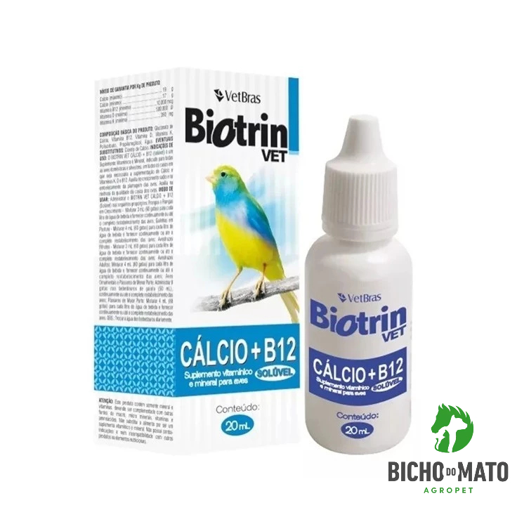 Biotrin Vet Cálcio + B12 20ml Suplemento Vitamínico para Aves - VETBRAS em Oferta na Shopee