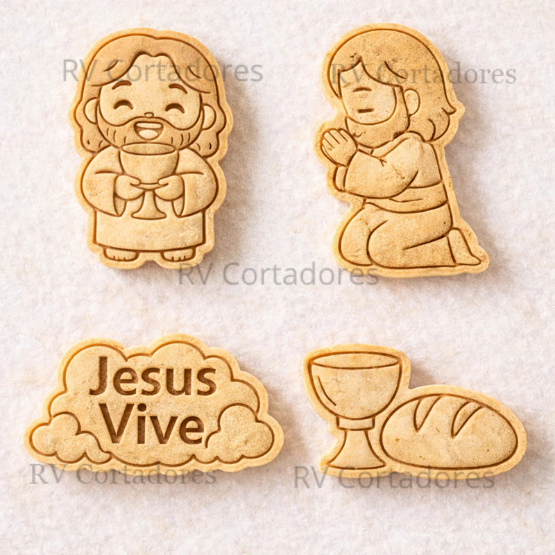 Cortadores Páscoa - Kit Cálice - Jesus Biscoitos Religioso de pascoa Americana Biscuit Marcador
