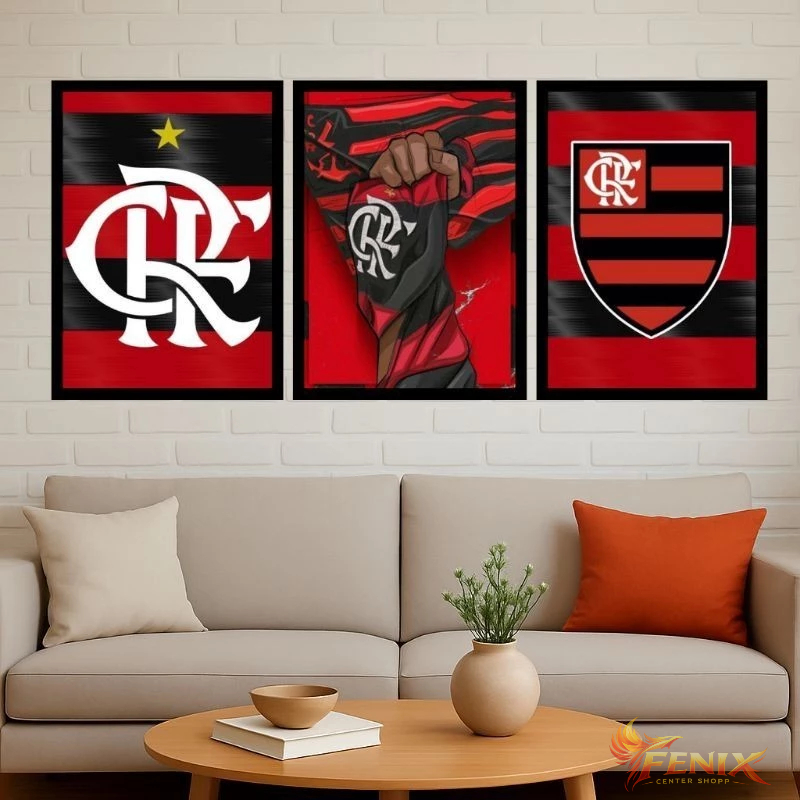 Kit 3 Quadros Decorativos Flamengo para Sala ou Quarto em Oferta na Shopee