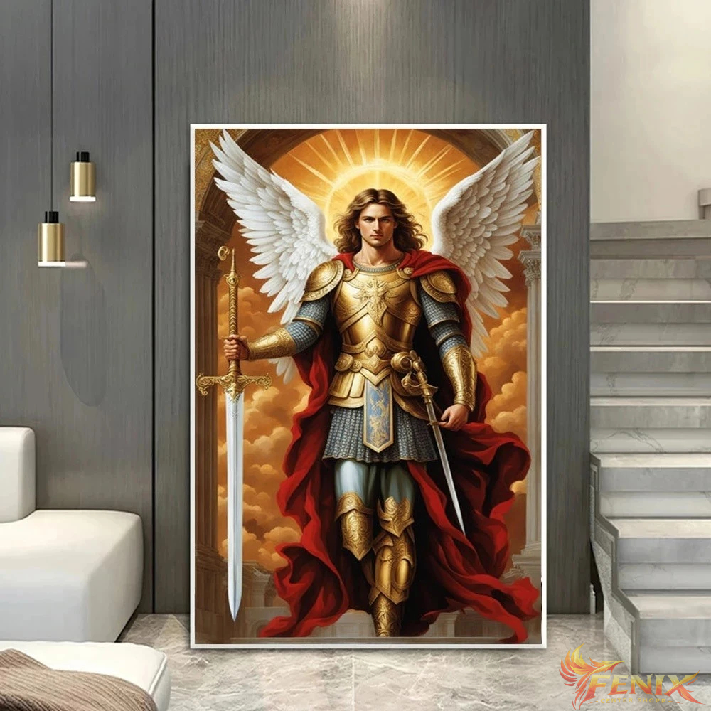 Quadro decorativo Pinturas  Tela de Renascença Anjos, Poster Prints para Galeria Sala, Home Decor, Arcanjo Miguel 60x90