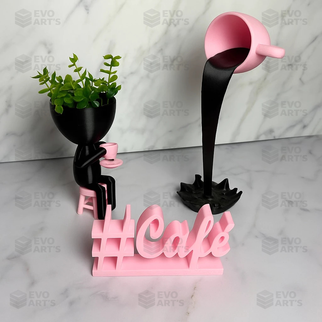 Decoração cantinho do café l letreiro #café l xícara flutuante l liquido derramando